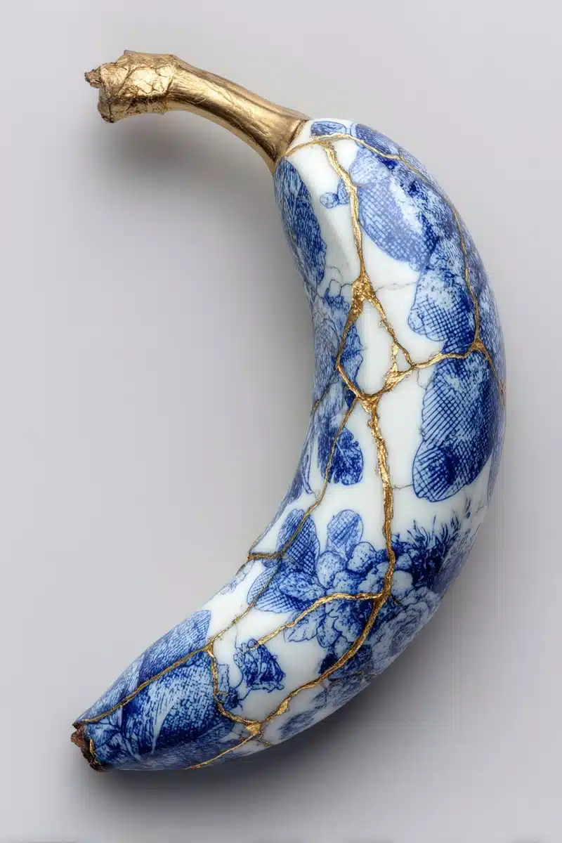 Porcelain Banana with Kintsugi Midjourney提示词