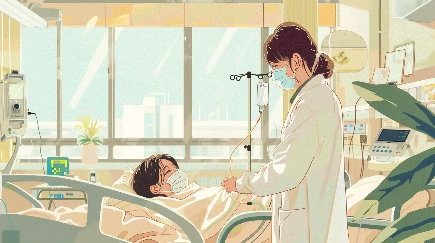 Clean Nurse Checking Catheter Midjourney提示词