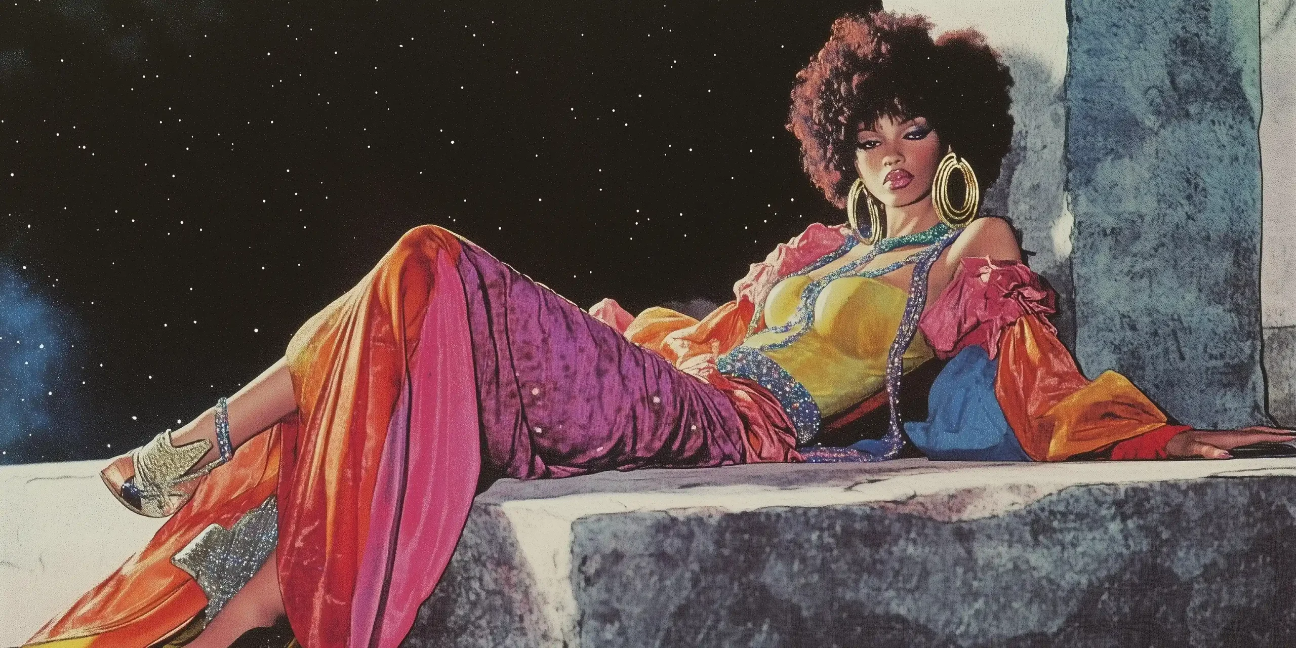 1970s Afro Urban Fashion Midjourney提示词