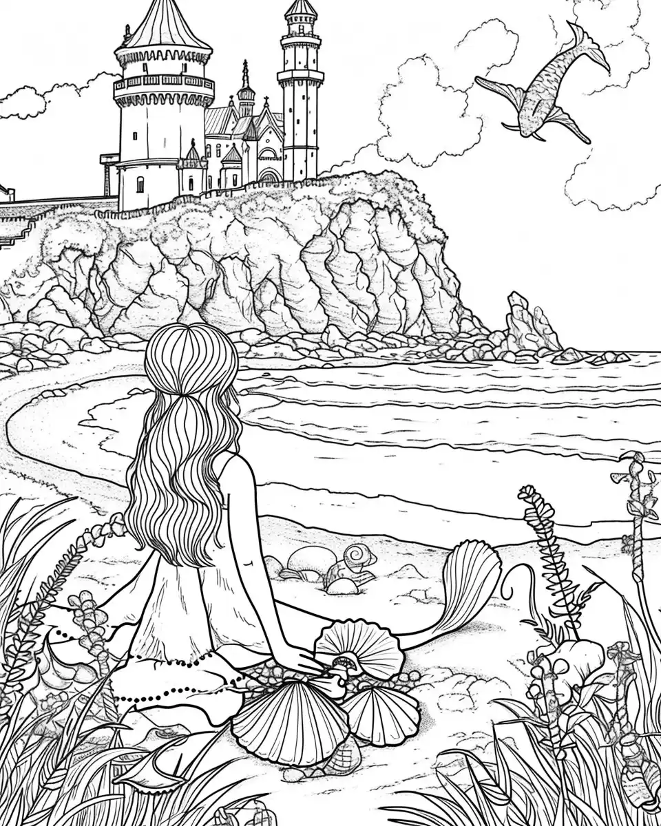 Whimsical Princess and Mermaid Picnic Midjourney提示词