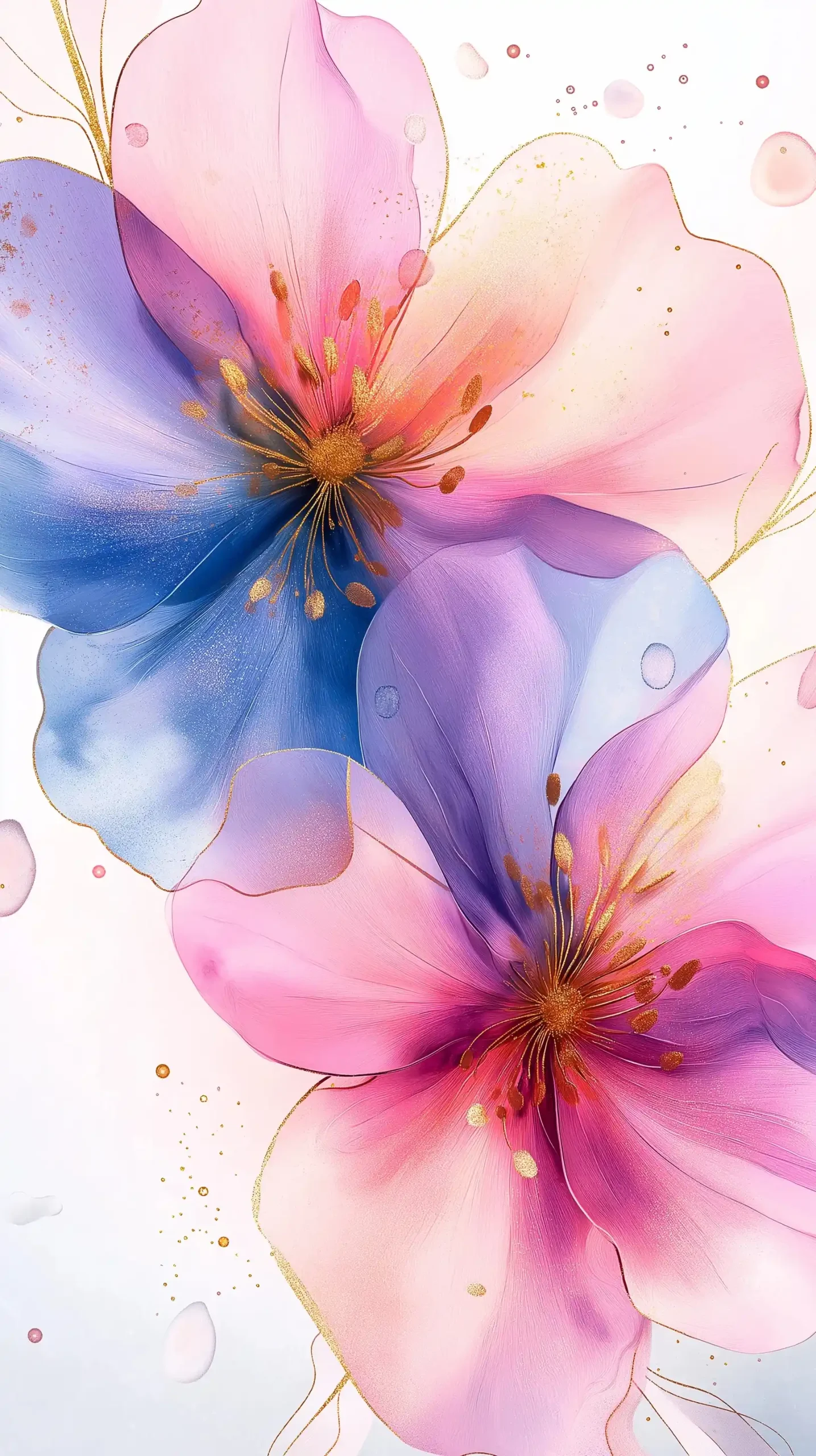 Watercolor Flower with Gold Accents Midjourney提示词