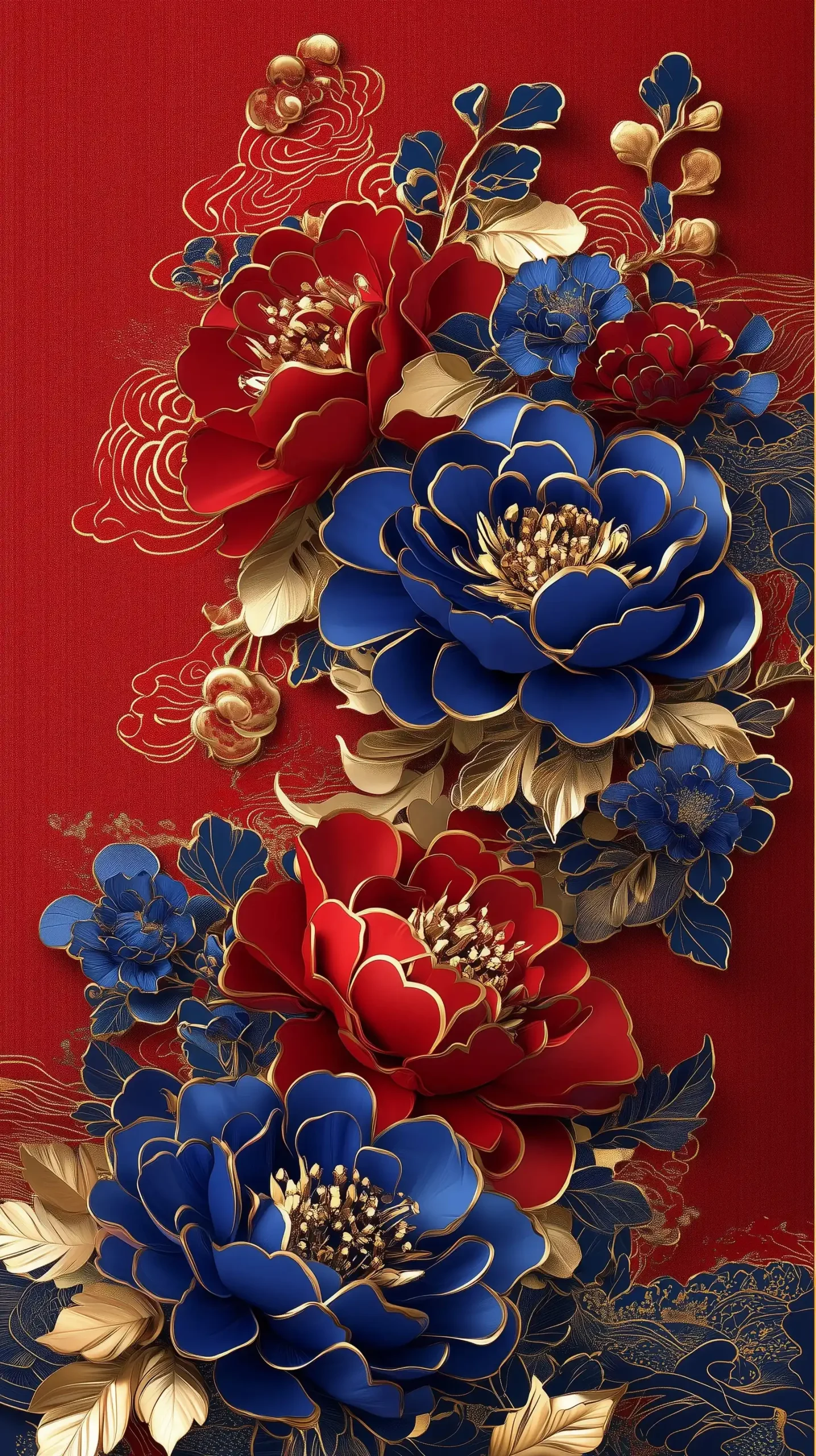Festive Snake with Peonies Midjourney提示词