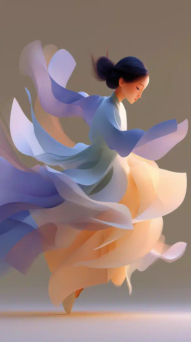 Contemporary Chinese Dancer Illustration Midjourney提示词