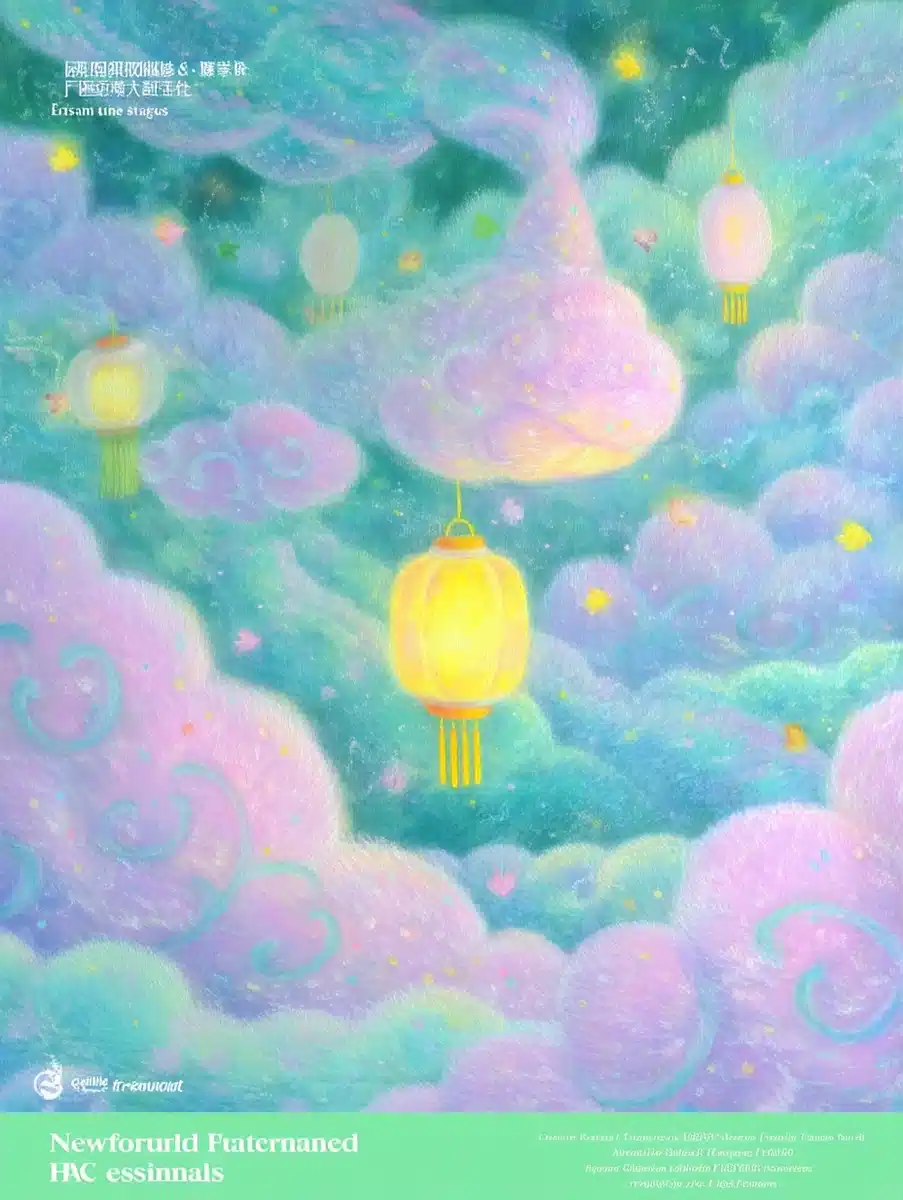 Watercolor Lanterns with Patterns Midjourney提示词