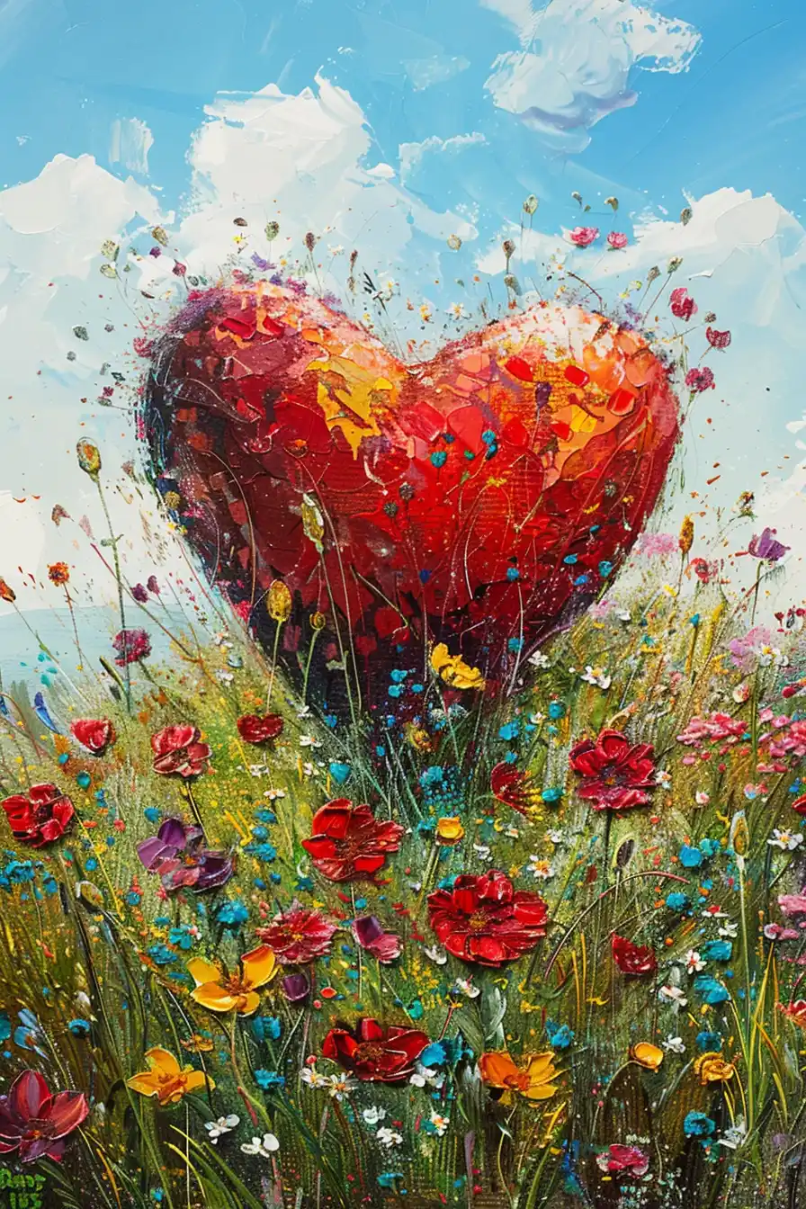 Raw Heart in Meadow Midjourney提示词