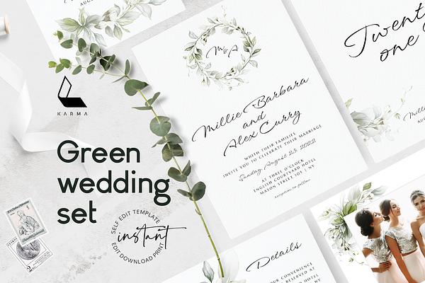 Green wedding Editable templates