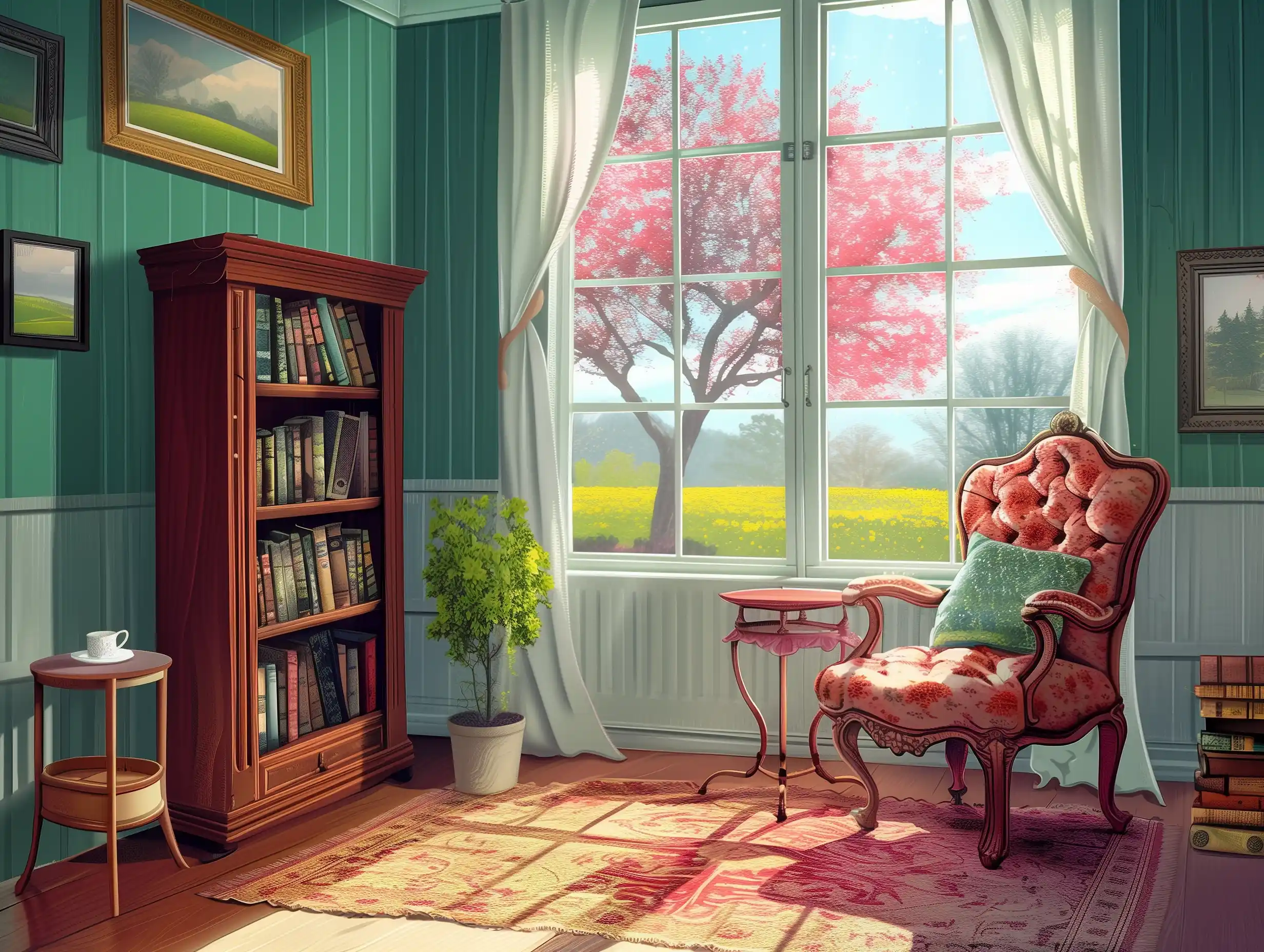 American Spring Interior Digital Realism Midjourney提示词