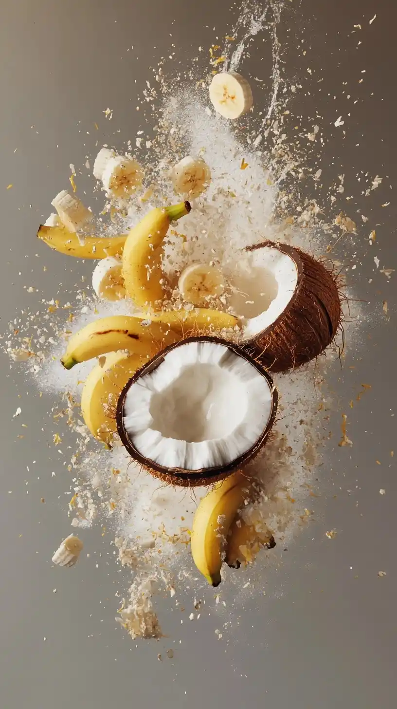 Hyper-Realistic Coconut Banana Burst Midjourney提示词