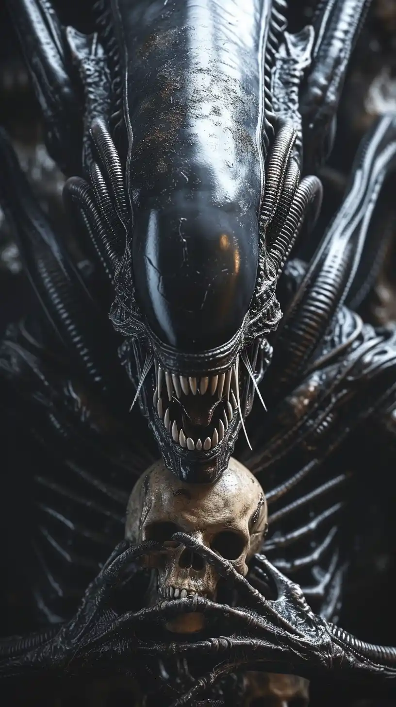 Realistic Xenomorph Queen Portrait Midjourney提示词