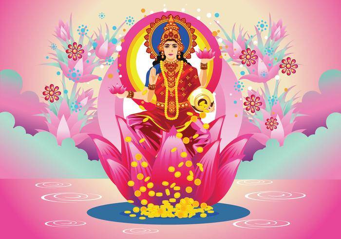 免费粉红女神Lakshmi矢量