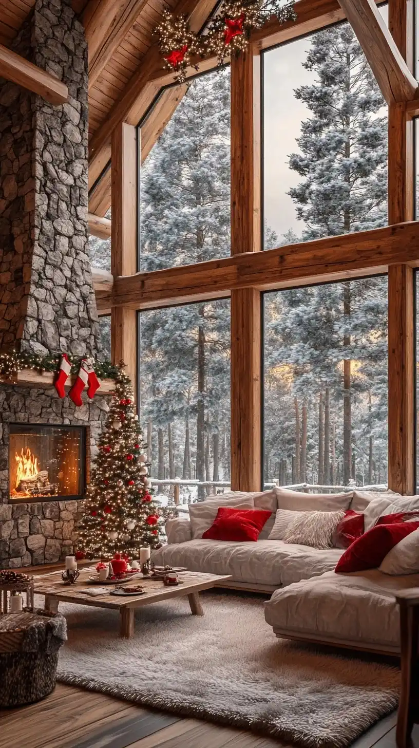Luxurious Cabin in Woods Midjourney提示词