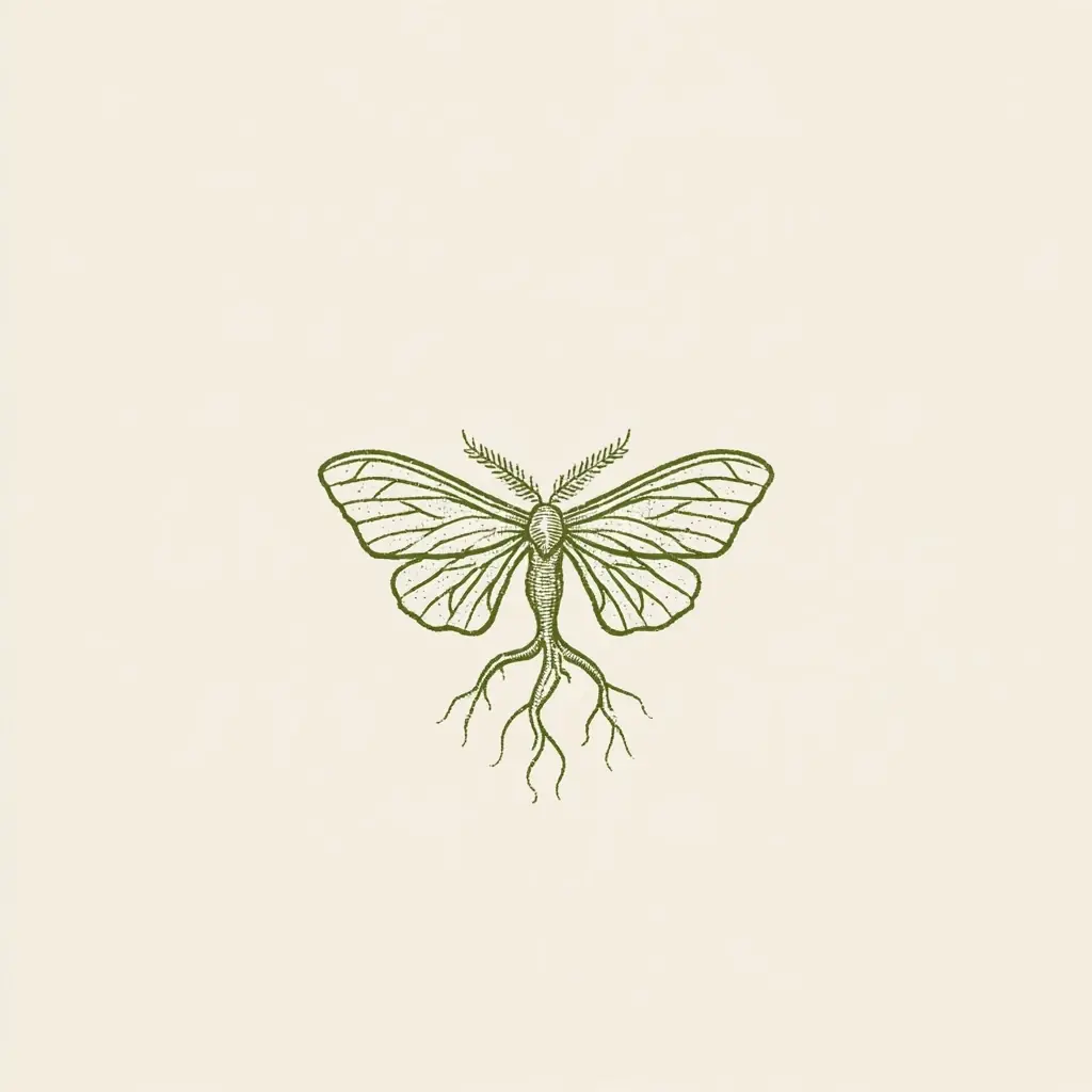 Botanical Moth Mandrake Logo Midjourney提示词