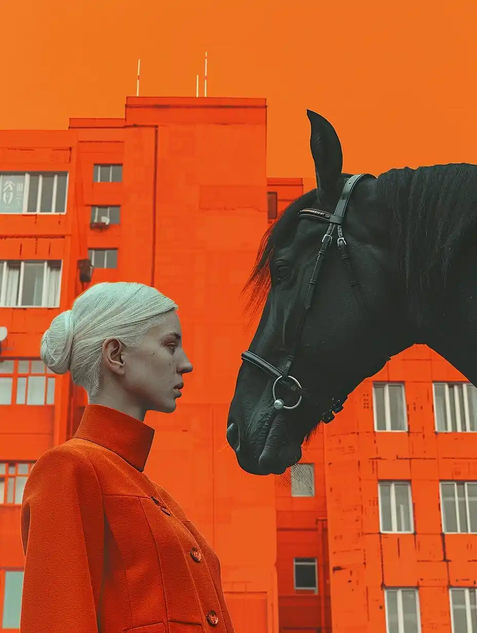 Futuristic Girl with Horse Midjourney提示词
