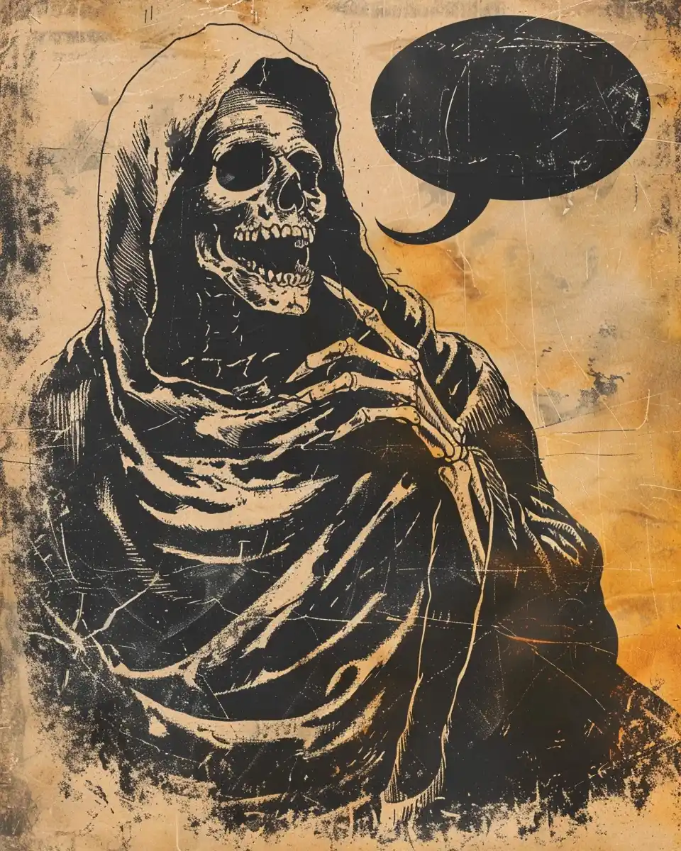 Vintage Grim Reaper Comic Midjourney提示词