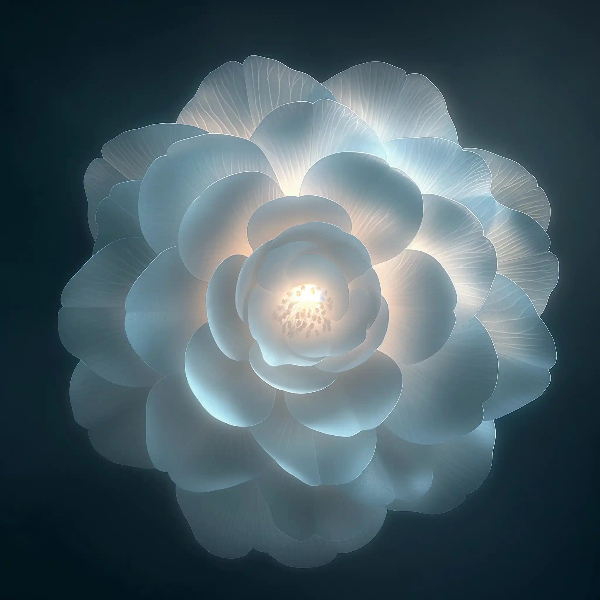Glowing Camellia Sphere Midjourney提示词