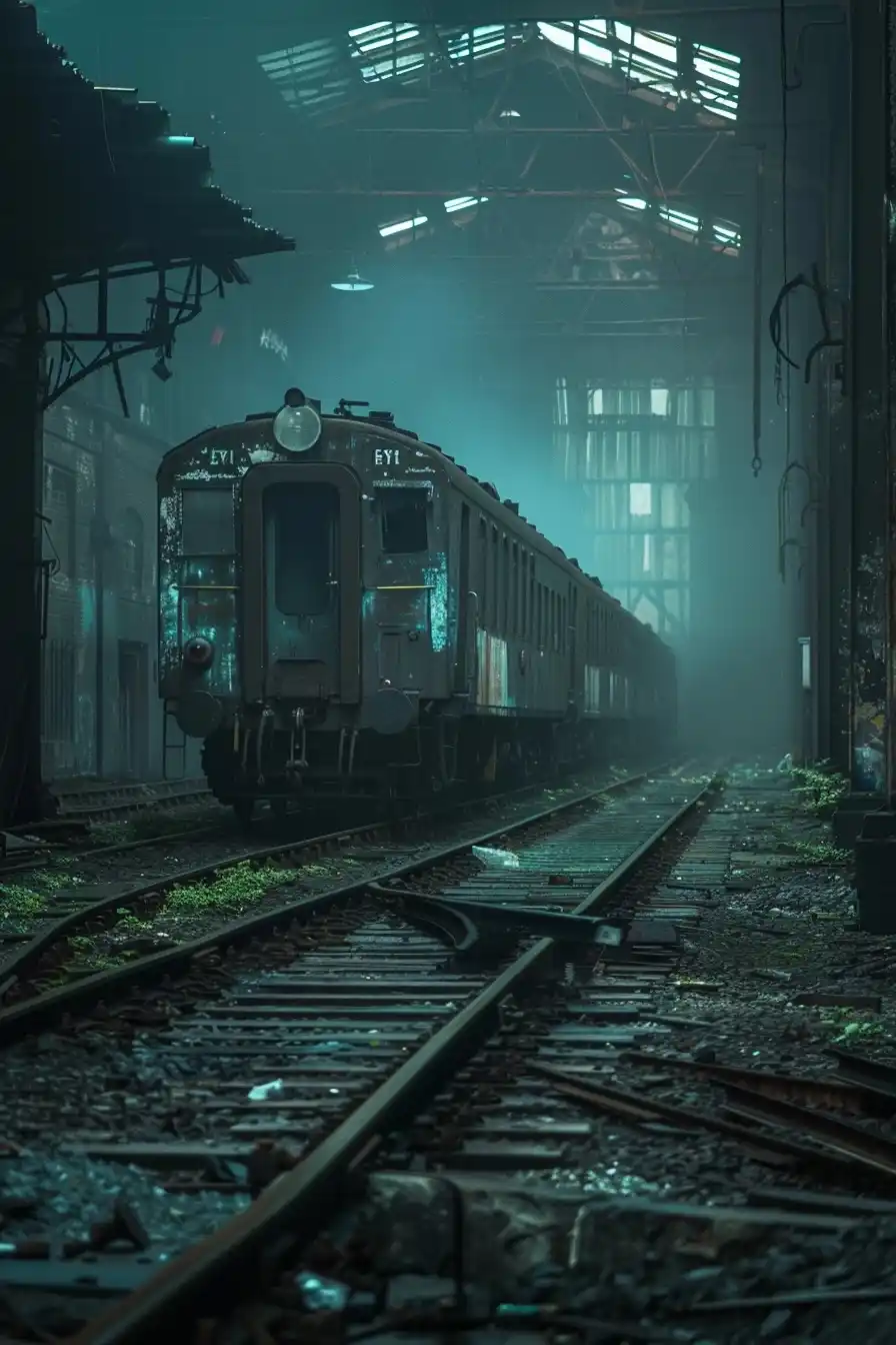 Cinematic Train Graveyard Midjourney提示词