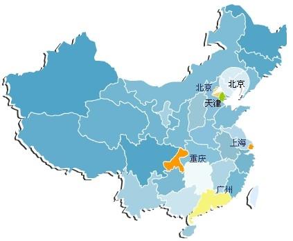 &nbsp;鼠标移过城市有说明的flash中国地图