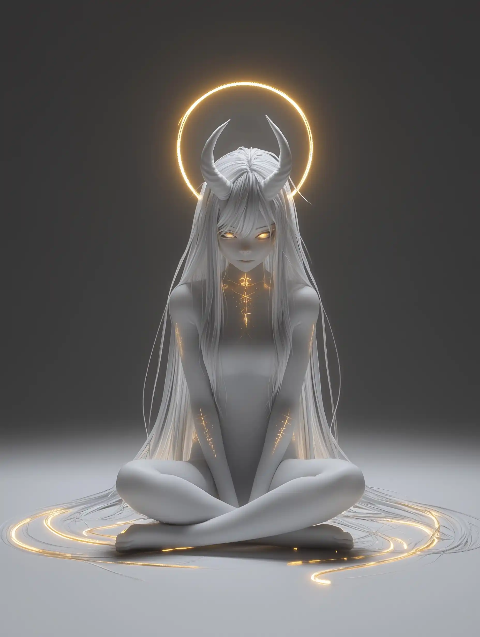 Iridescent Demon Girl Render Midjourney提示词