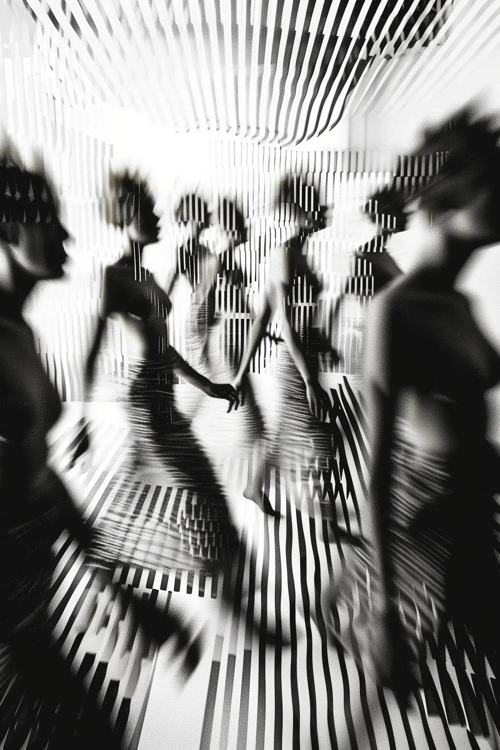 Pixelated Dancers in Chaos Midjourney提示词