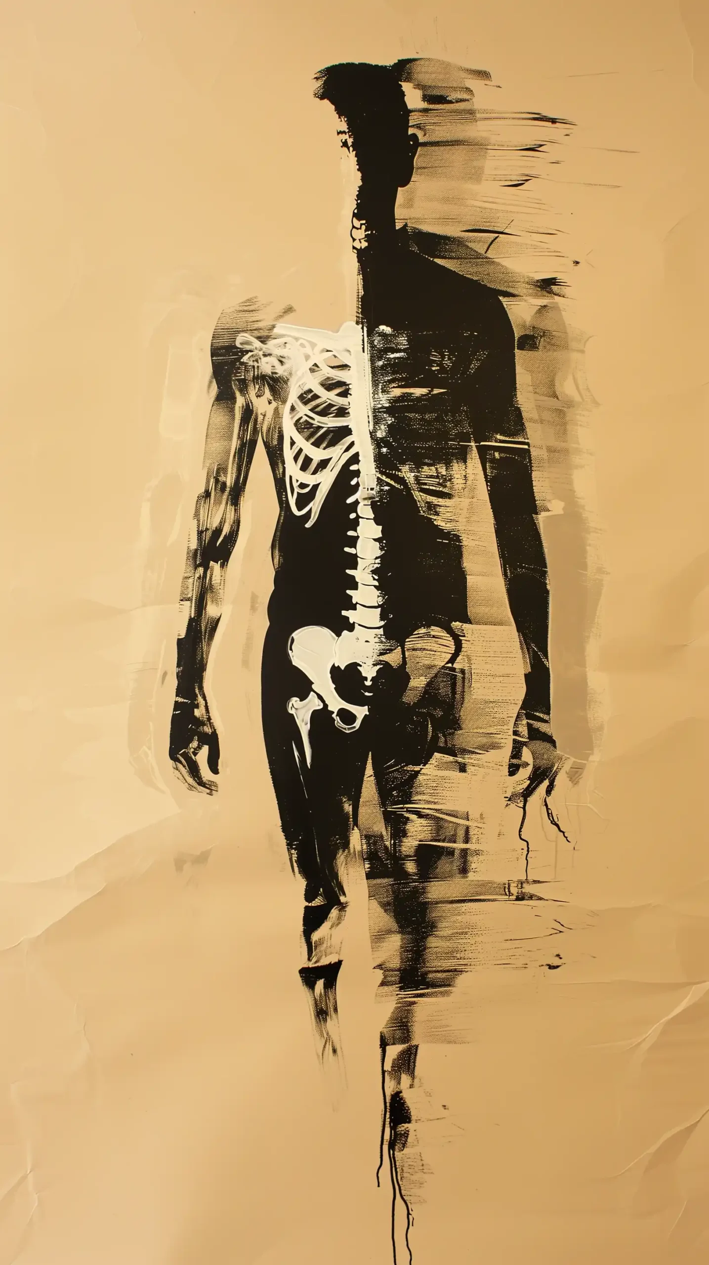 Ink Man Contemplating Mortality Midjourney提示词