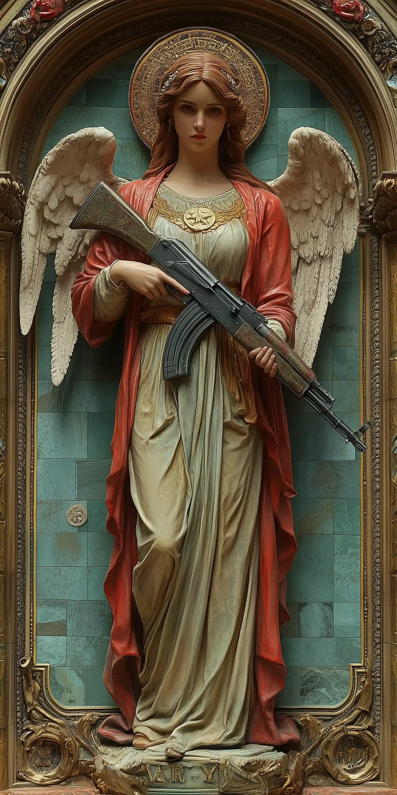 Angel with AK47 Chaos Midjourney提示词