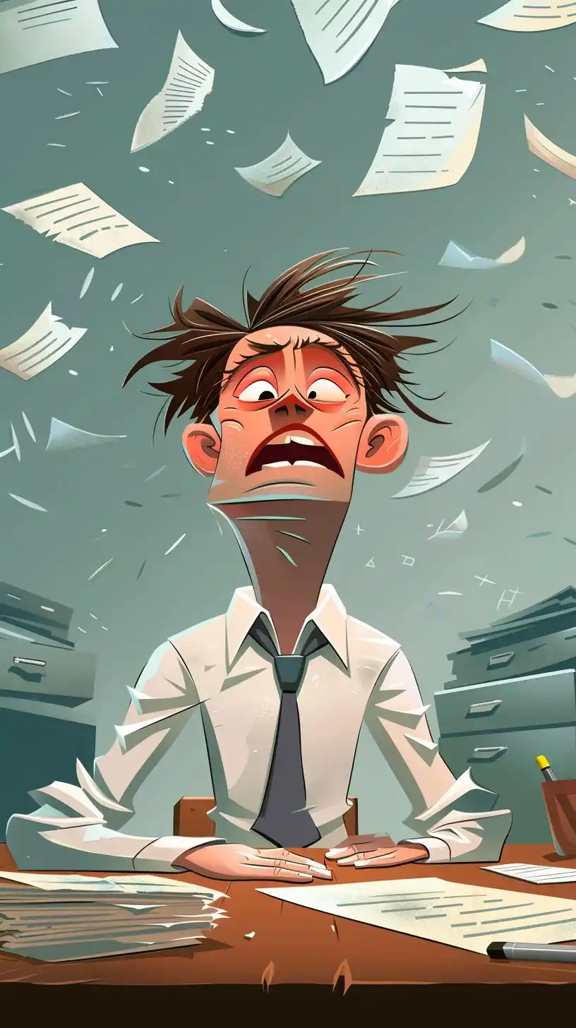 Stressed Businessman Panorama Midjourney提示词