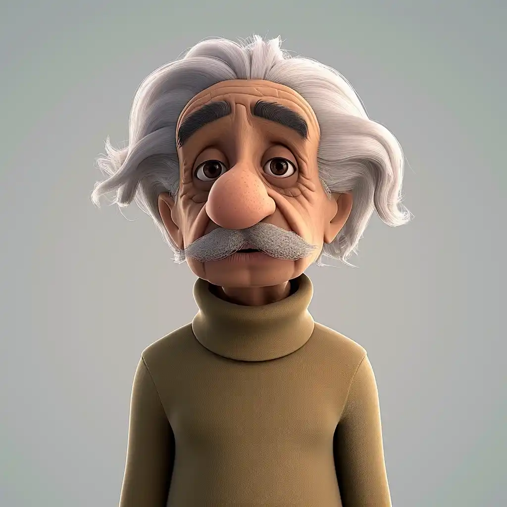 Pixar-Style Einstein Portrait Midjourney提示词