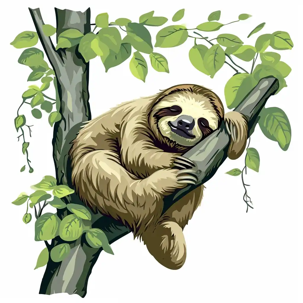 Vector Sloth Resting Midjourney提示词