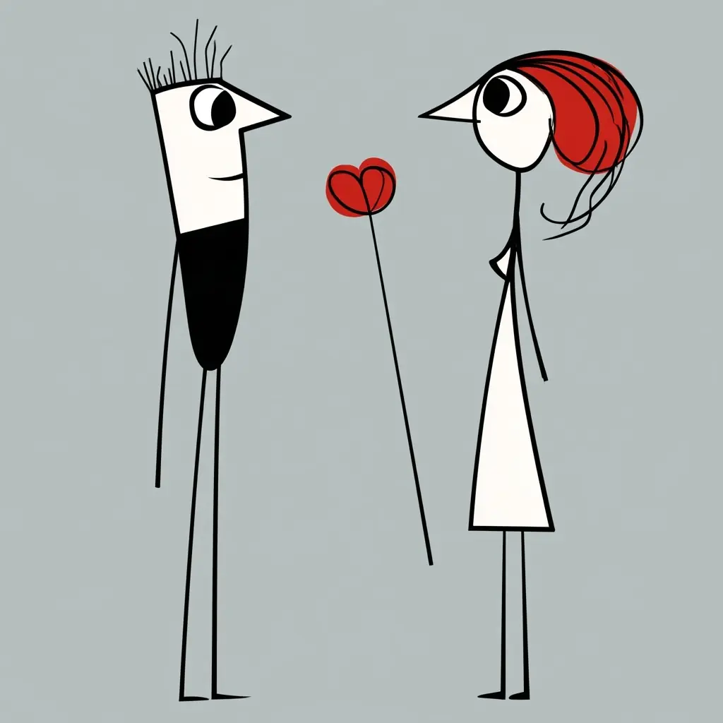 Retro Comic Couple Illustration Midjourney提示词