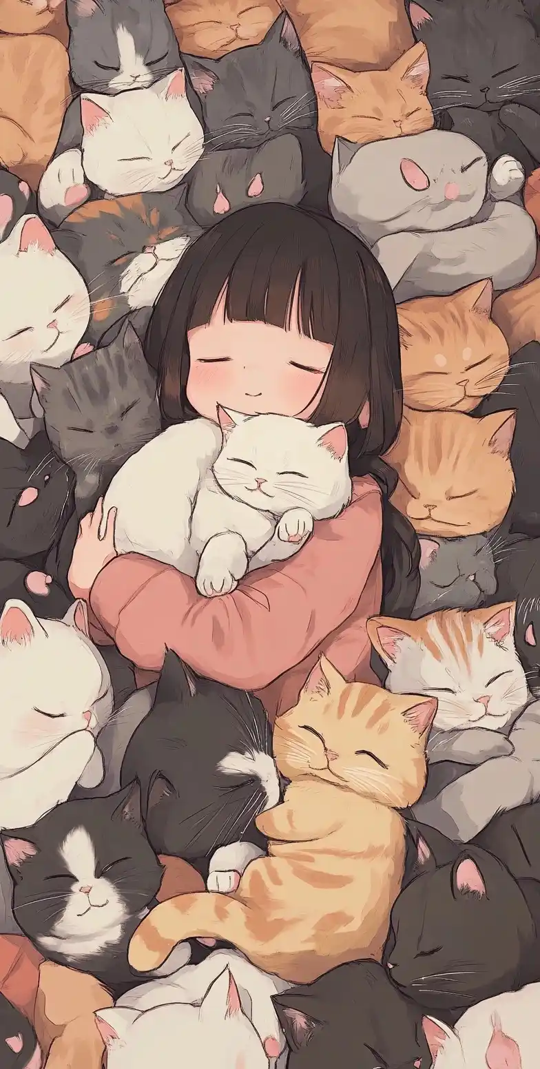 Chibicore Cats and Girls Midjourney提示词