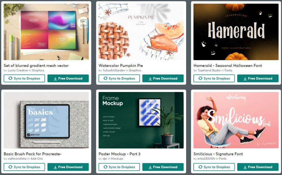 （2021年10月8日）CreativeMarket网站本周免费资源打包