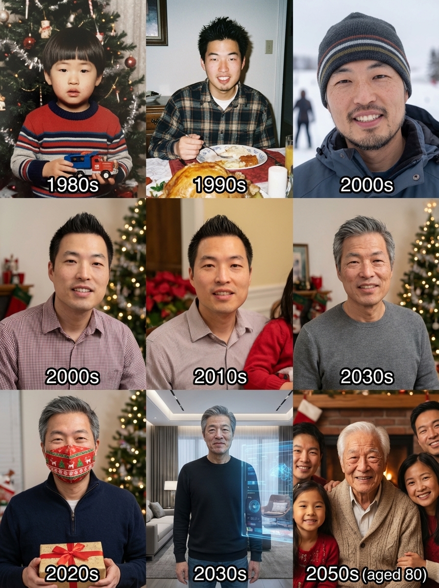 Aging Process: Photorealistic Life Journey Family Portraits Nano Banana提示词