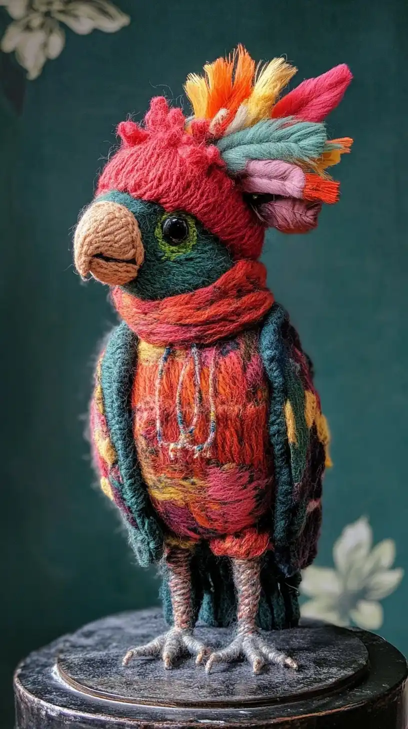 Woollen Parrot Psychic Illustration Midjourney提示词