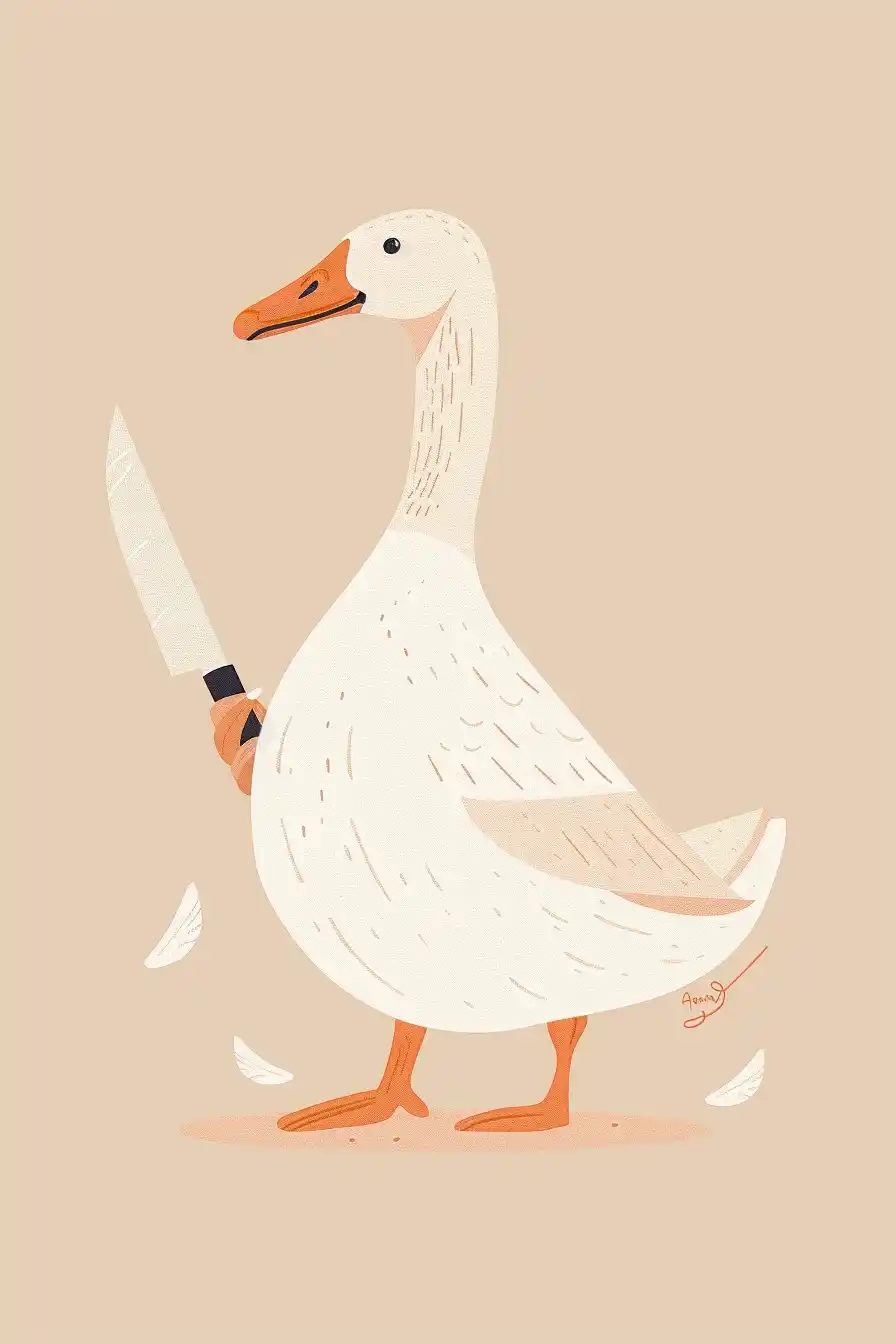 Boho Goose with Knife Midjourney提示词