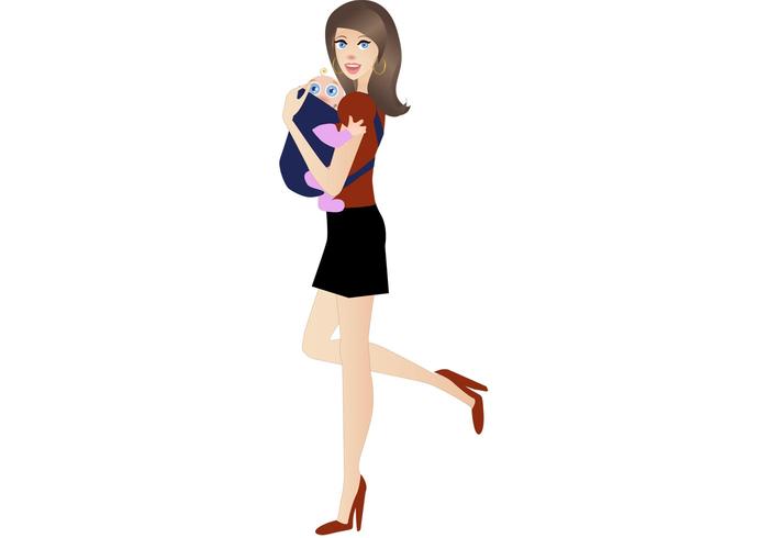 有婴孩传染媒介的臀部妈妈