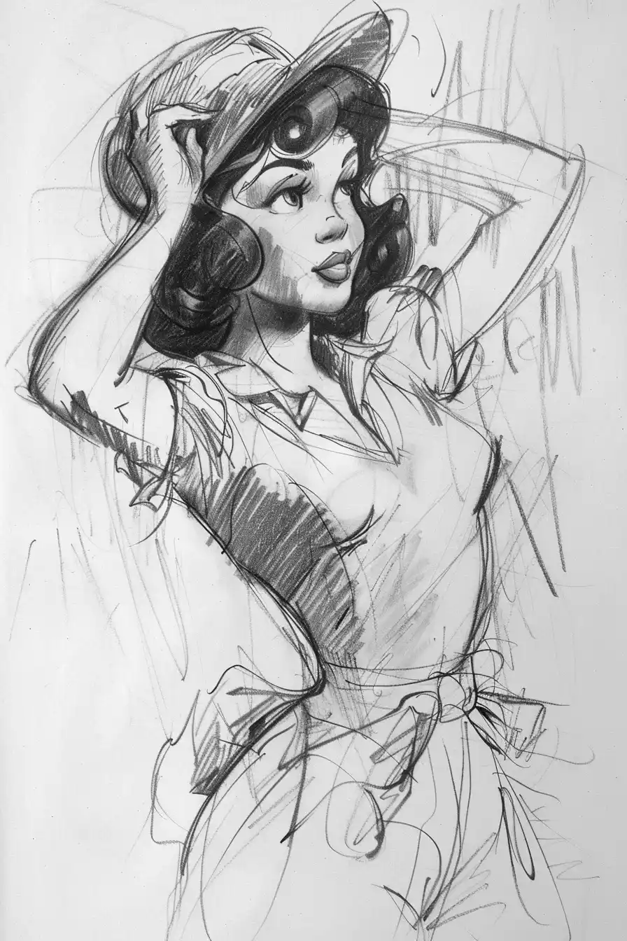 SantElia Woman Disney Animation Midjourney提示词