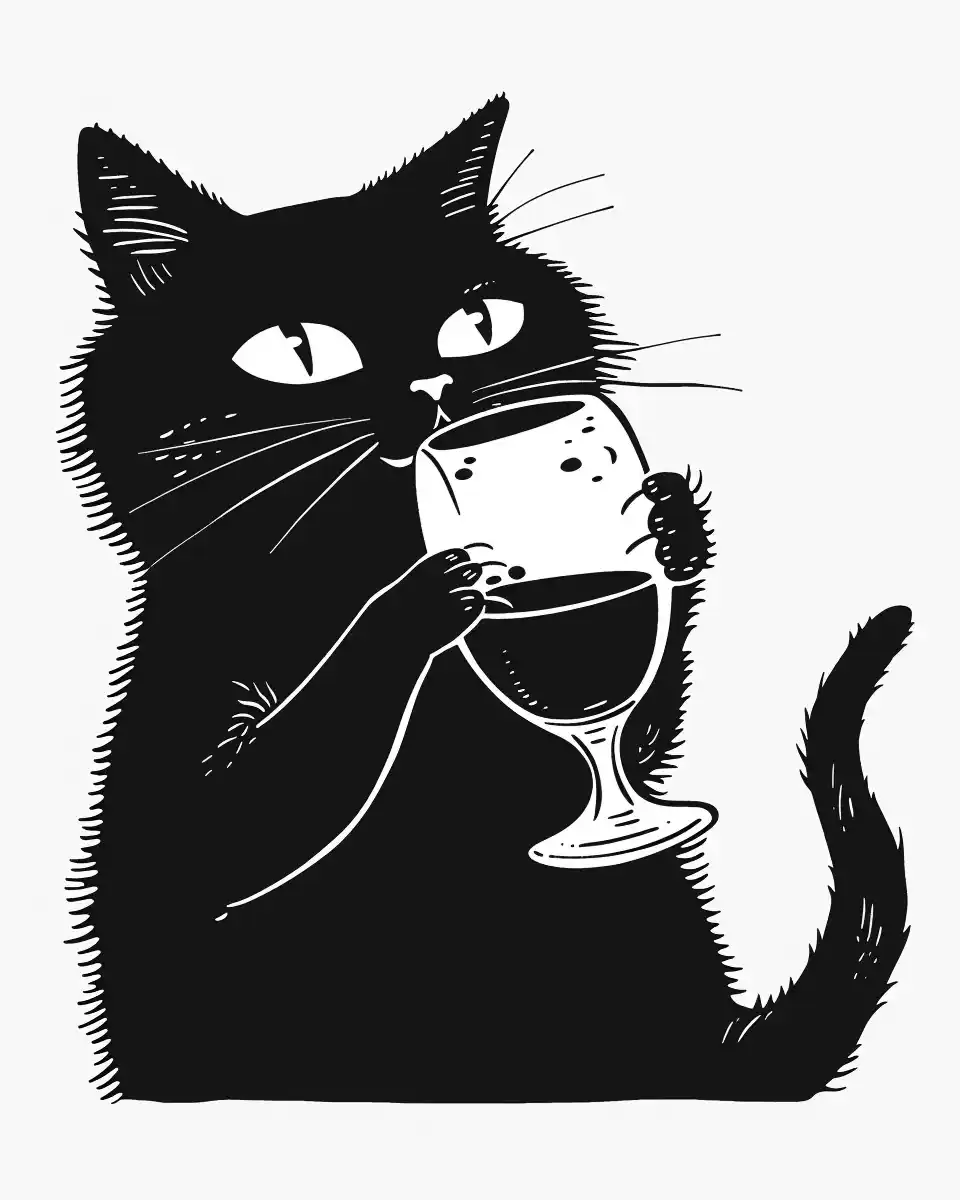 Comic Cat Sipping Wine Midjourney 提示词生成效果