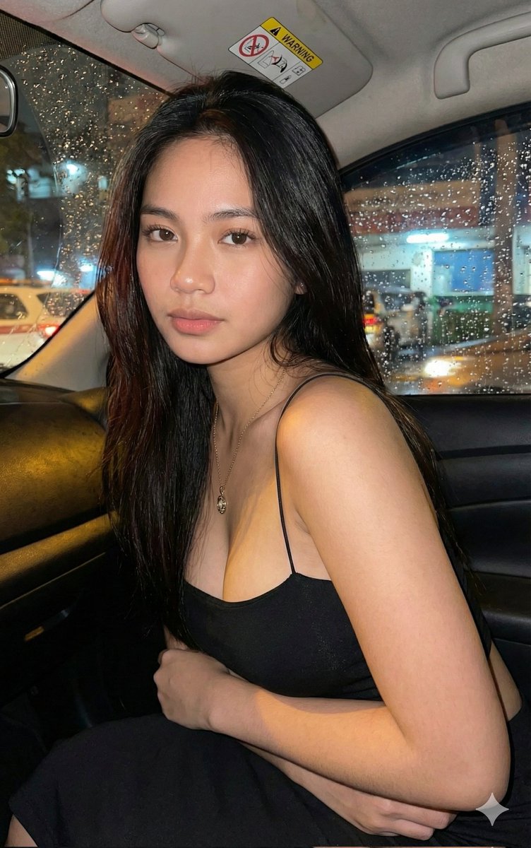 Candid Portrait of Young Woman in Rainy Night Car Nano Banana提示词