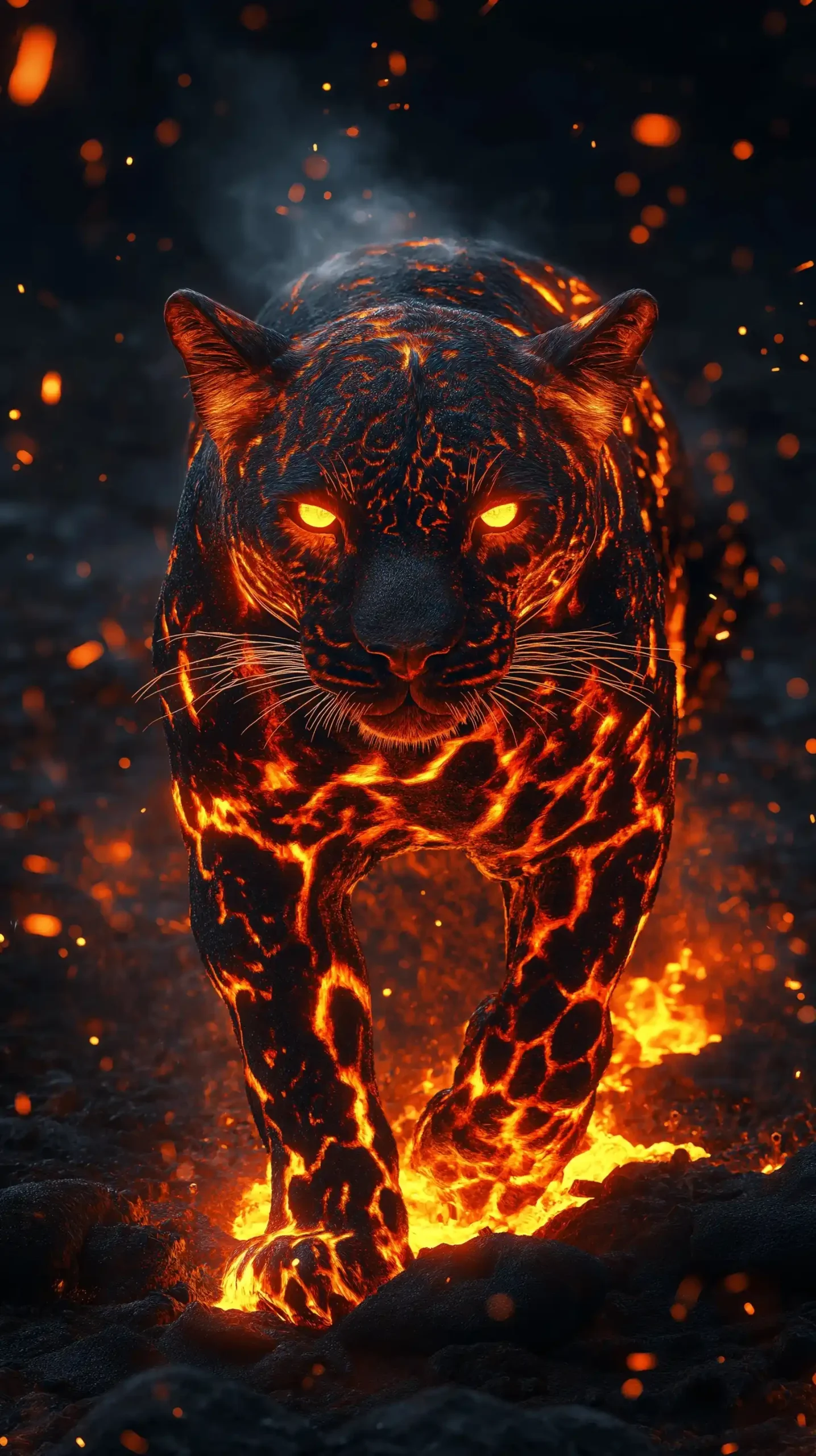 Molten Lava Leopard Portrait Midjourney提示词