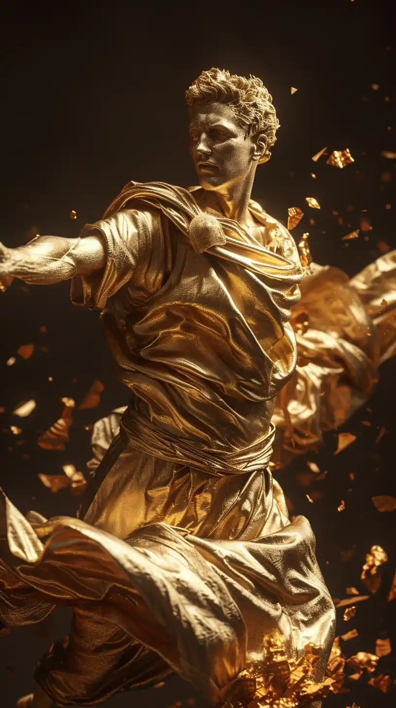 Golden Stoic Statue – Ultra Detailed Midjourney提示词