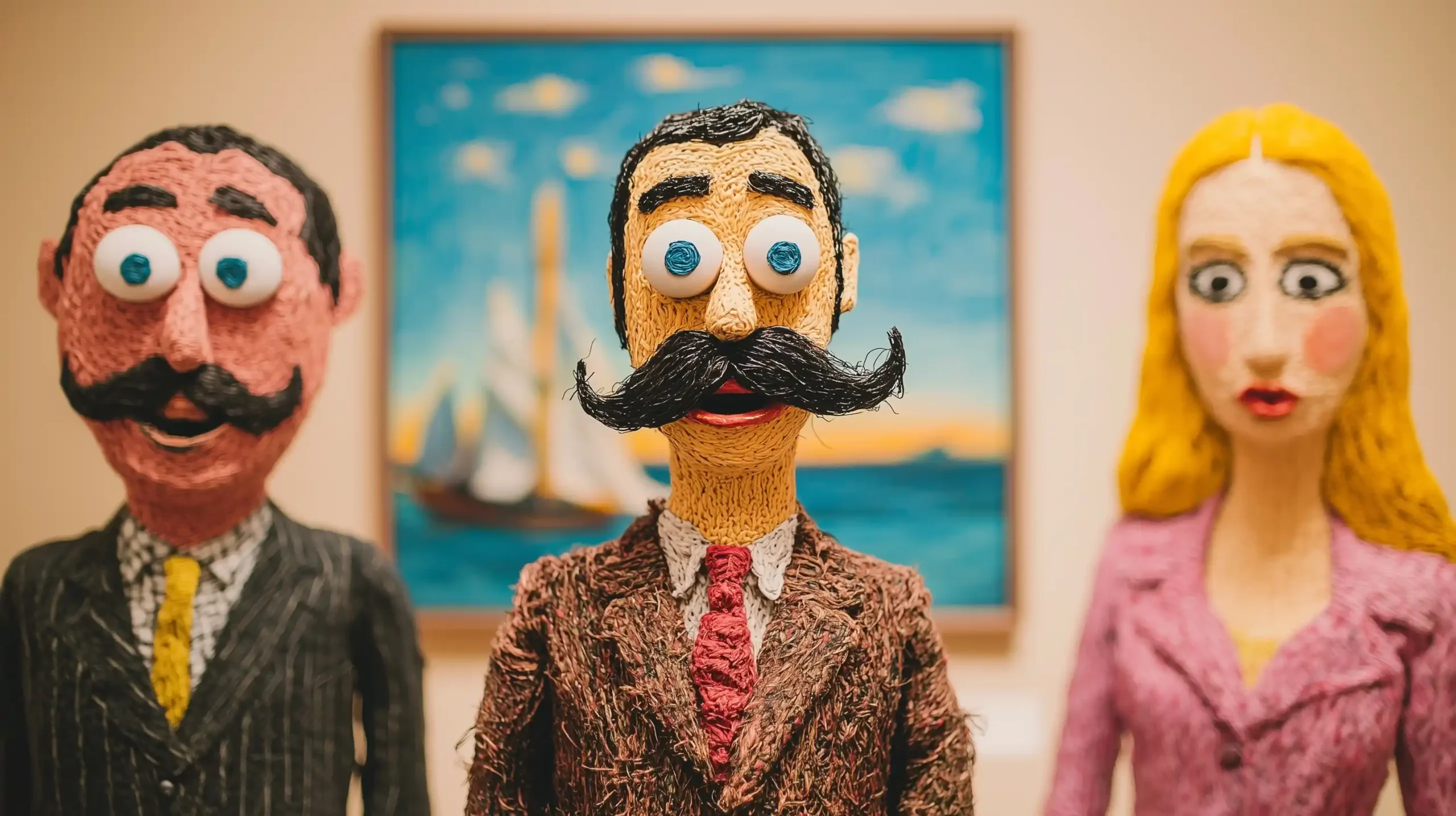 Museum Moustache in Pastels Midjourney提示词