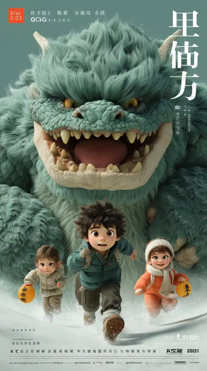 Cartoon Dragon and Characters Midjourney提示词