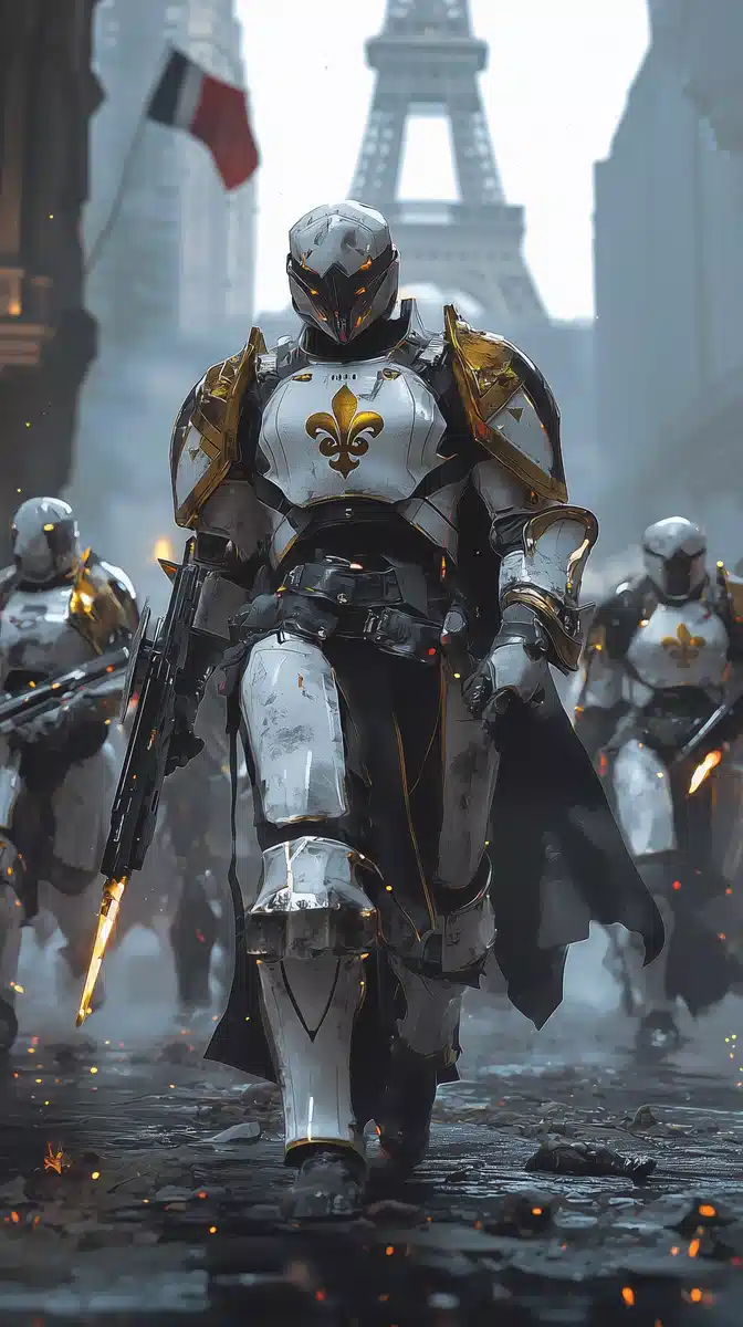 Futuristic Knights in Paris Midjourney提示词