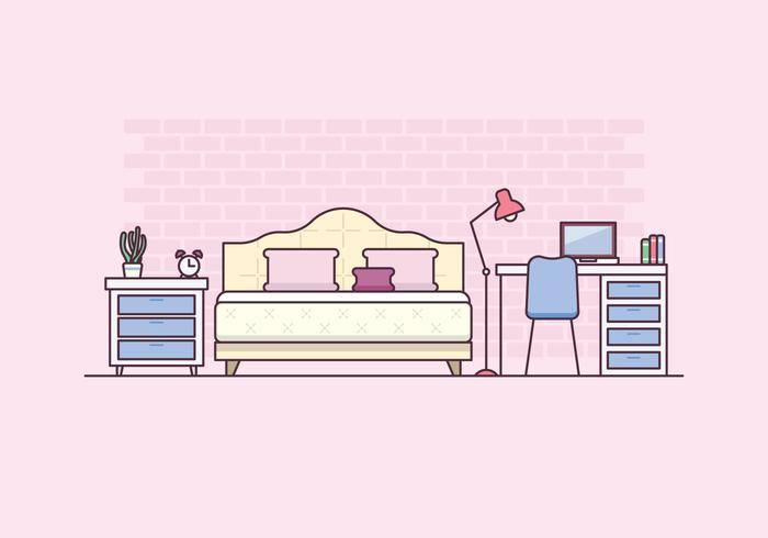 免费的女孩房间插图