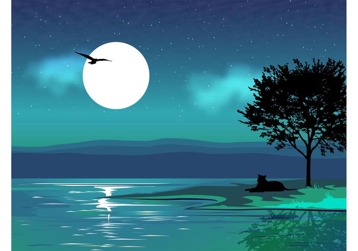 夜矢量景观