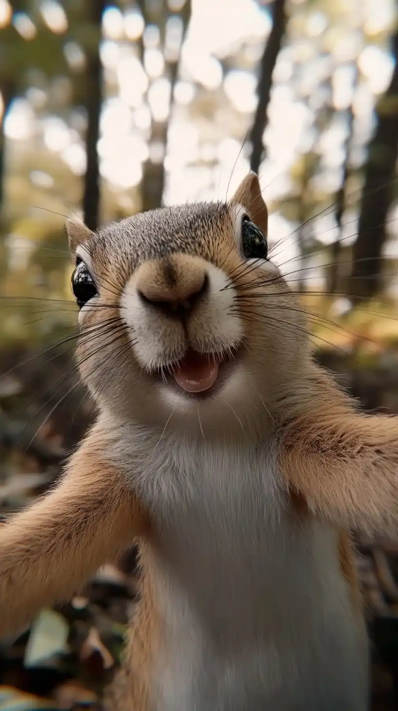 Hyper-Realistic Squirrel Selfie Midjourney提示词