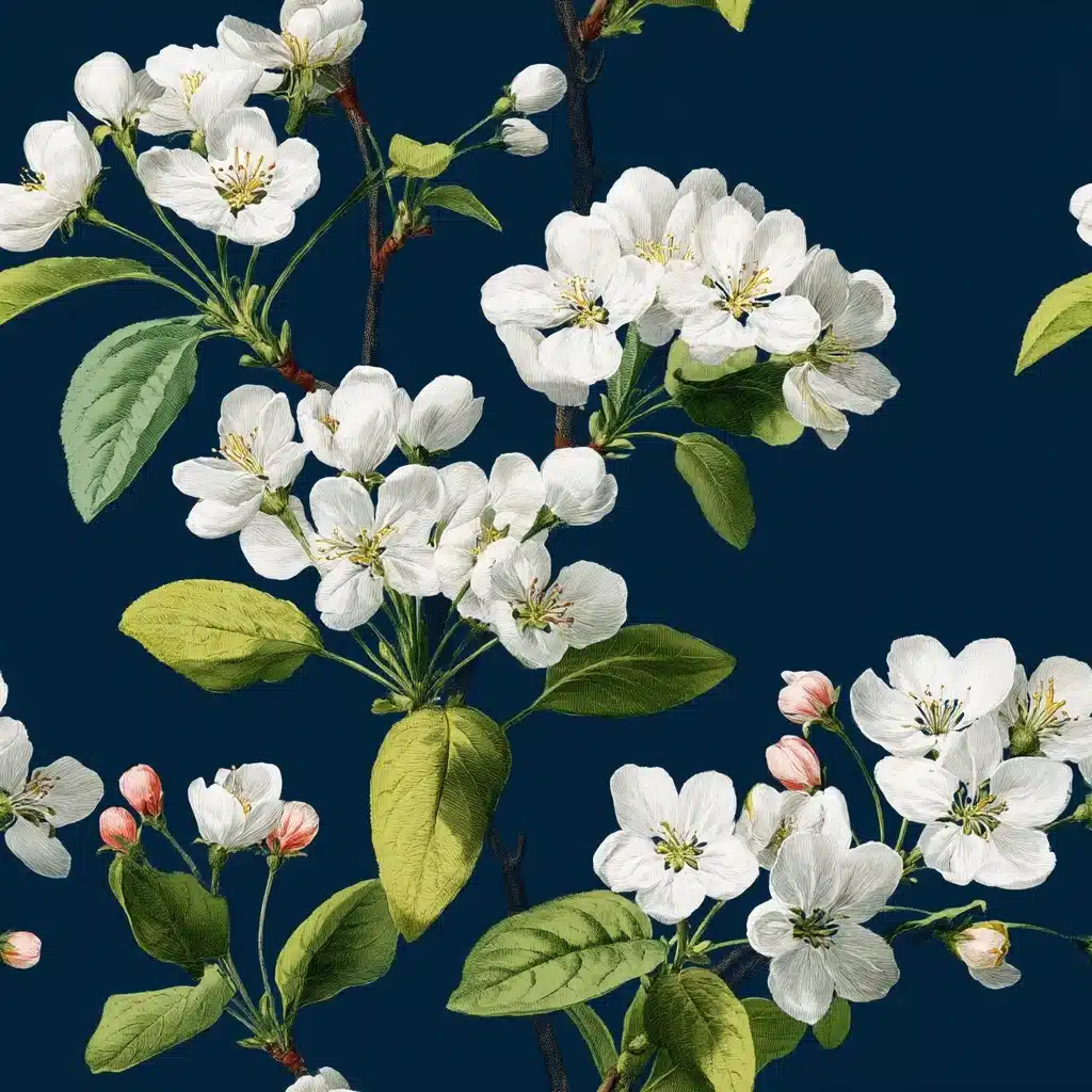 Botanical Blossom on Blue Midjourney提示词