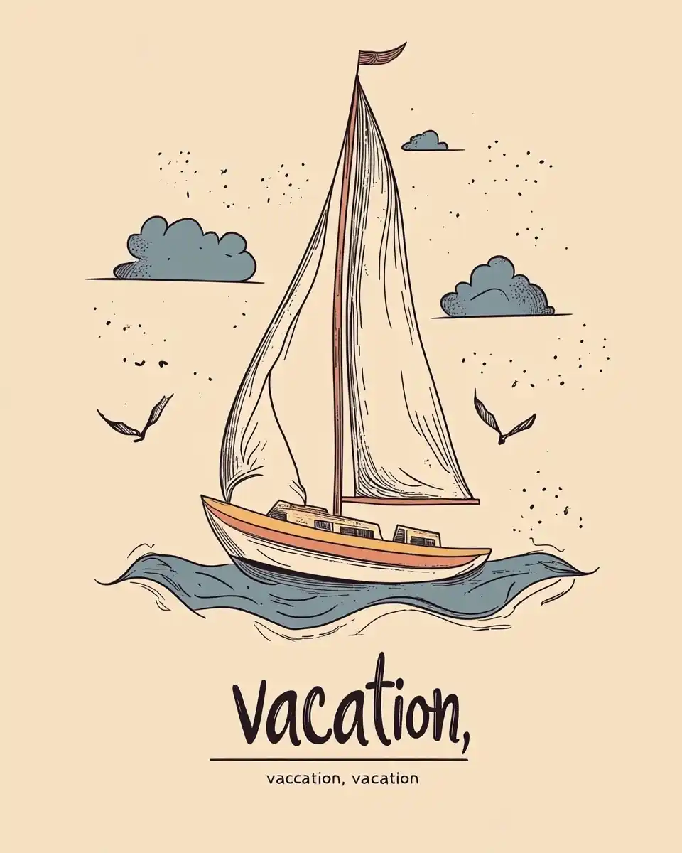 Minimalist Sailboat Design Midjourney提示词