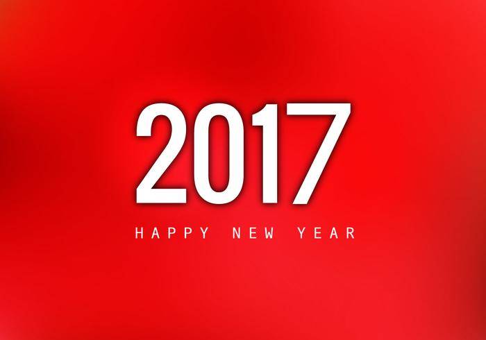 新年快乐2017年在红色背景