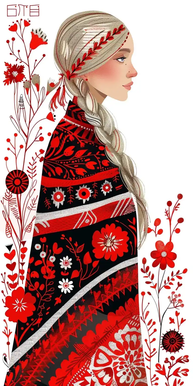 Ethnic Blonde Woman Illustration Midjourney提示词